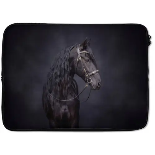 Portret - Paard - Donker laptophoes neopreen klein -zkaufland3dotto