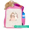 Prinses en een eenhoorn in pastel kleuren Kinderrugzak - Roze middel -inhoud_NL