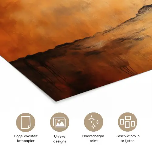 Boom - Landschap - Oranje poster papier klein -closeup_NL