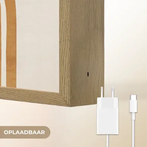 Minimalistisch - Boog - Lijnen - Beige Light Box met batterij (Wandlamp) middel -USP_websiteoplaadbaarNL