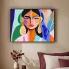 Portret - Vrouw - Modern Textielframe zwart klein -sfeer1