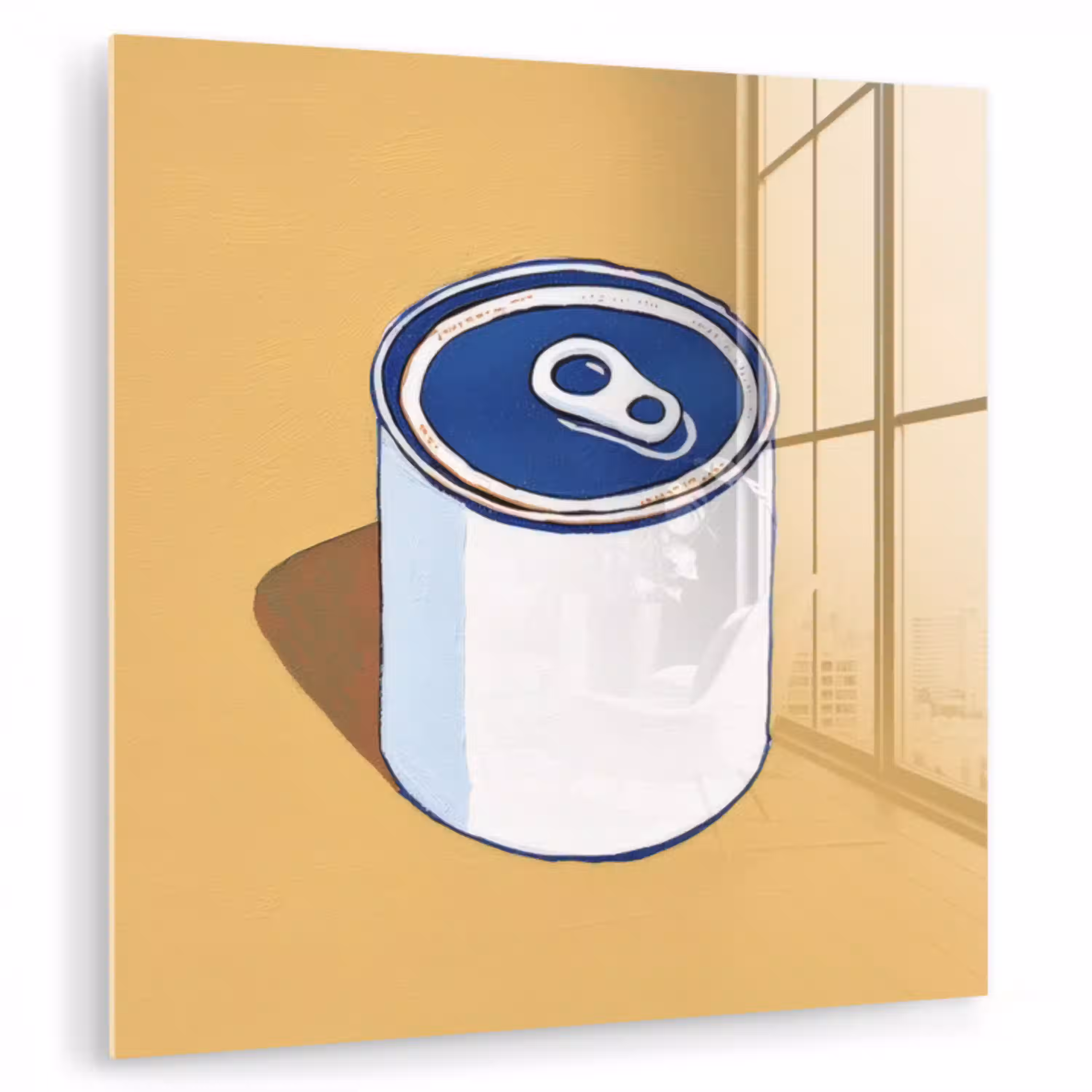 Blikje - Minimalistisch - Blauw - Illustratie plexiglas 5mm klein -zzzproduct_nieuw