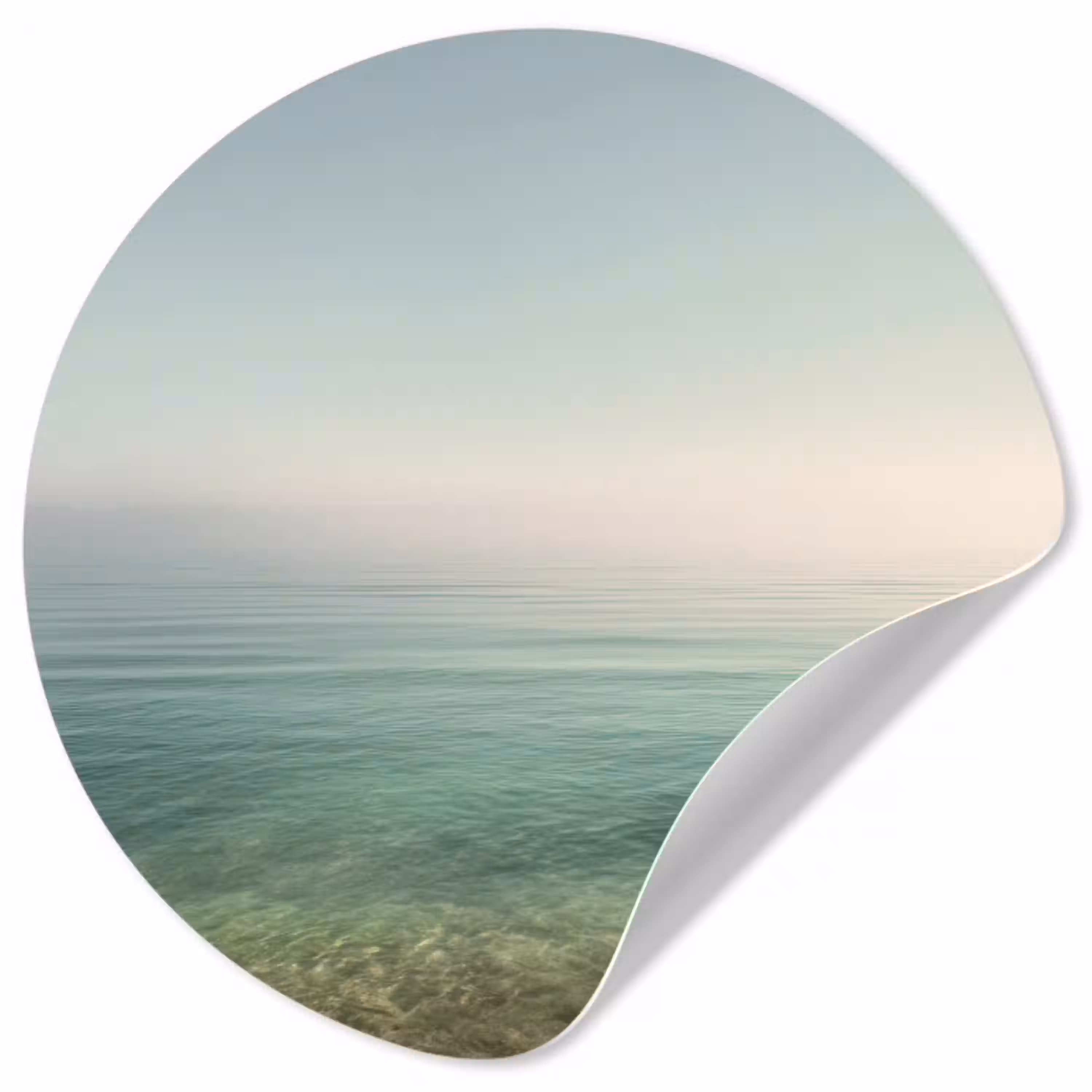 Zee - Horizon - Blauw - Mist Wandcirkel behangsticker klein -3d