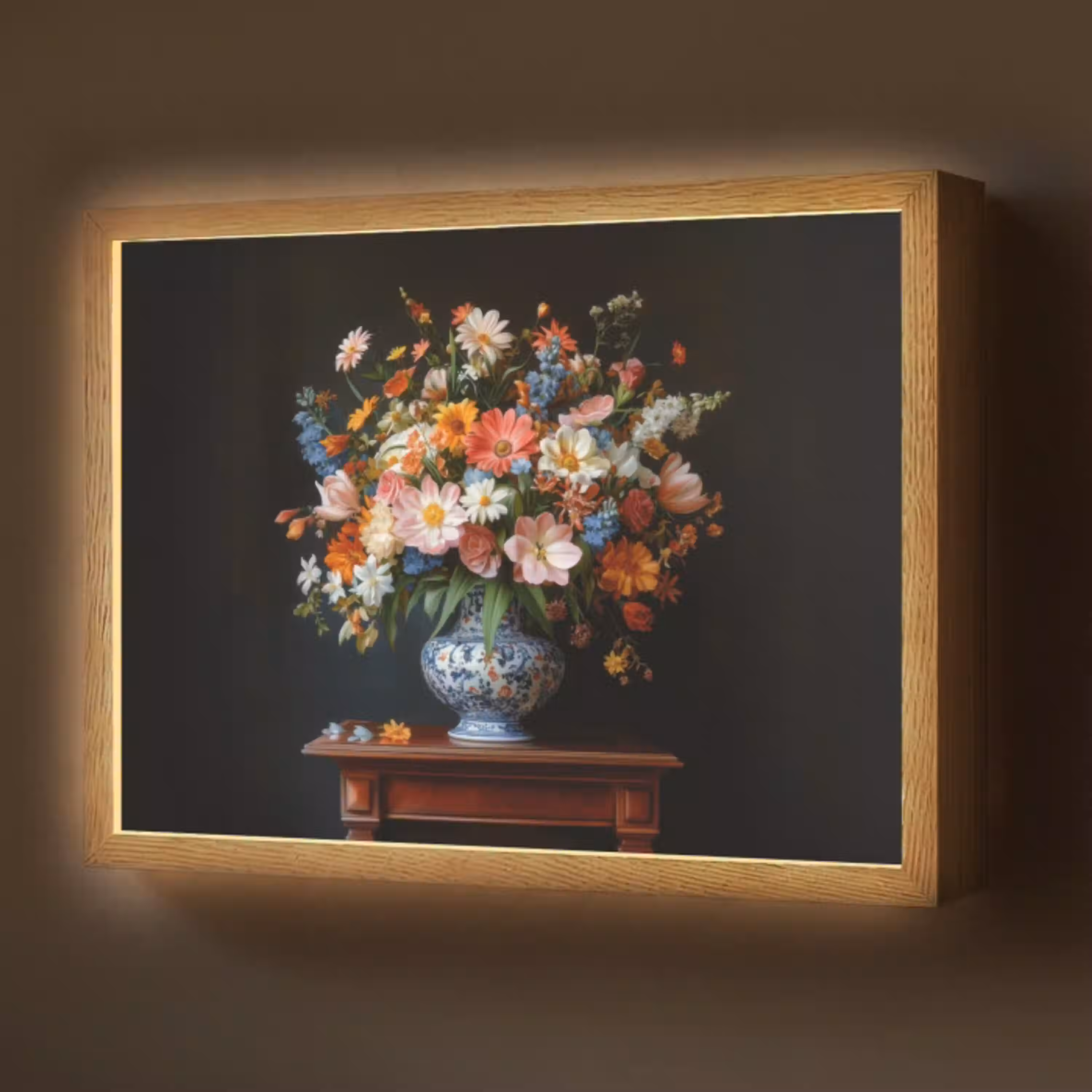 Boeket - Roze - Bloemen - Vaas Light Box met batterij (Wandlamp) middel -z3d_website