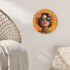 Vrouw - Bloemen - Aesthetic - Oranje Wandcirkel plexiglas klein -sfeer5