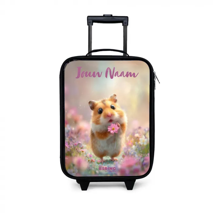 Hamster - Bloem - Natuur - Dier Kinderkoffer - Zwart klein -3d