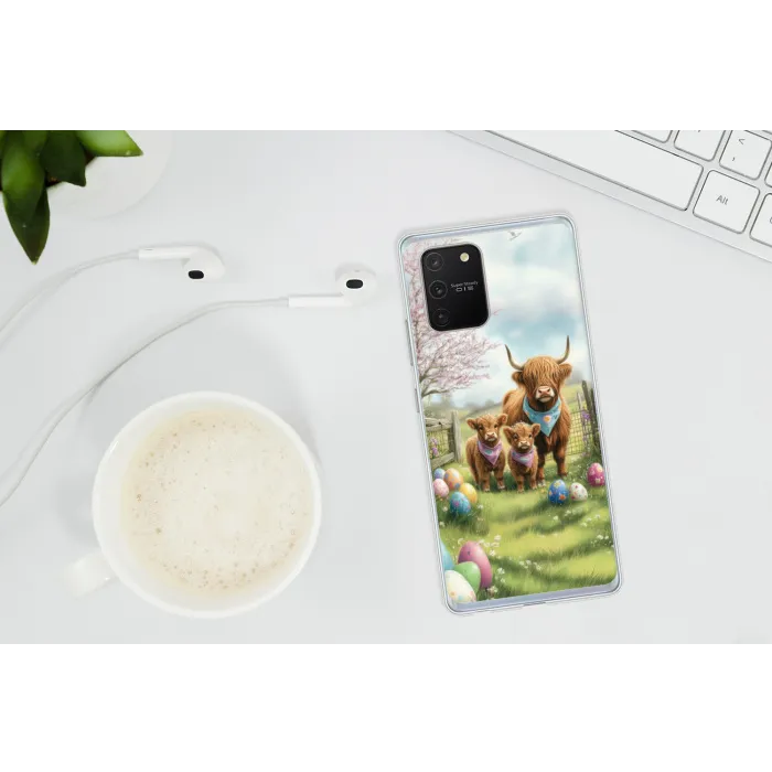 Schotsehooglanders - Paaseieren - Lente Telefoonhoesje Samsung Galaxy S10 Lite klein -oordopS10Lite