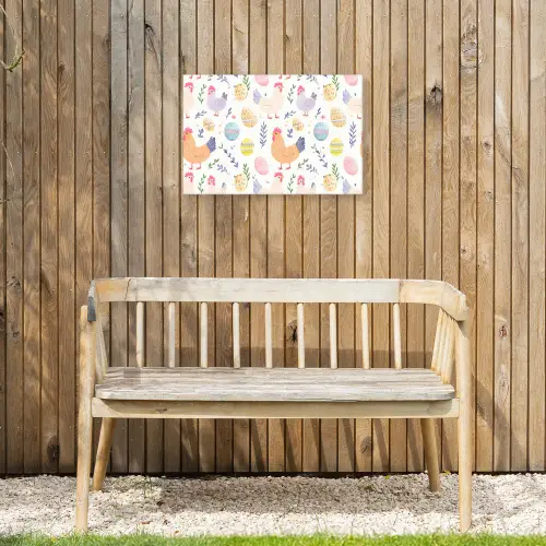 Patroon - Kip - Paaseieren Tuinposter op houten frame 2 cm dik klein -sfeer4