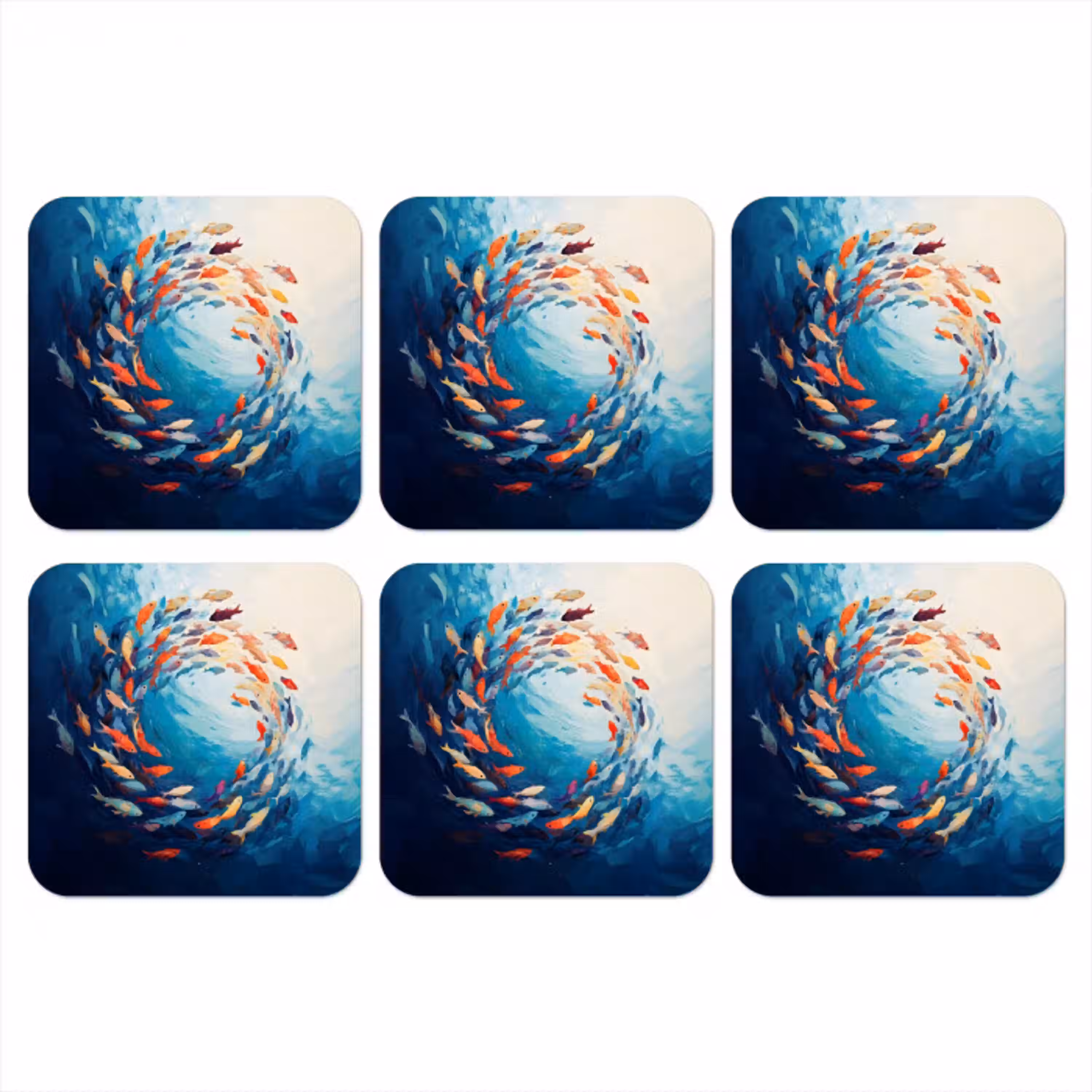 Zee - Vissen - Kleurrijk - Dynamisch onderzetter kurk middel -3d