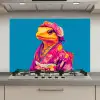 Bloemenkrans - Hagedis - Kimono - Paars keuken achterwand spatscherm klein -3d_website