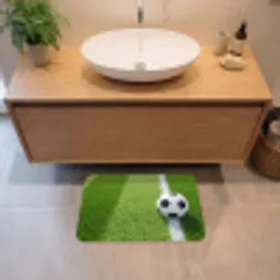 Voetbal - Grasveld - Sport - Groen Badmat klein -sfeer1