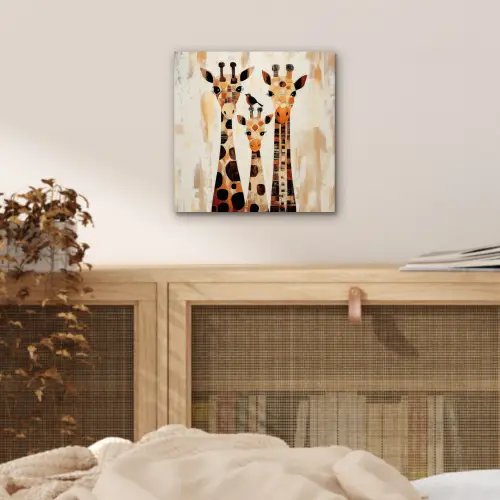 Giraffen - Cartoon - Crème aluminium wit klein -sfeer3