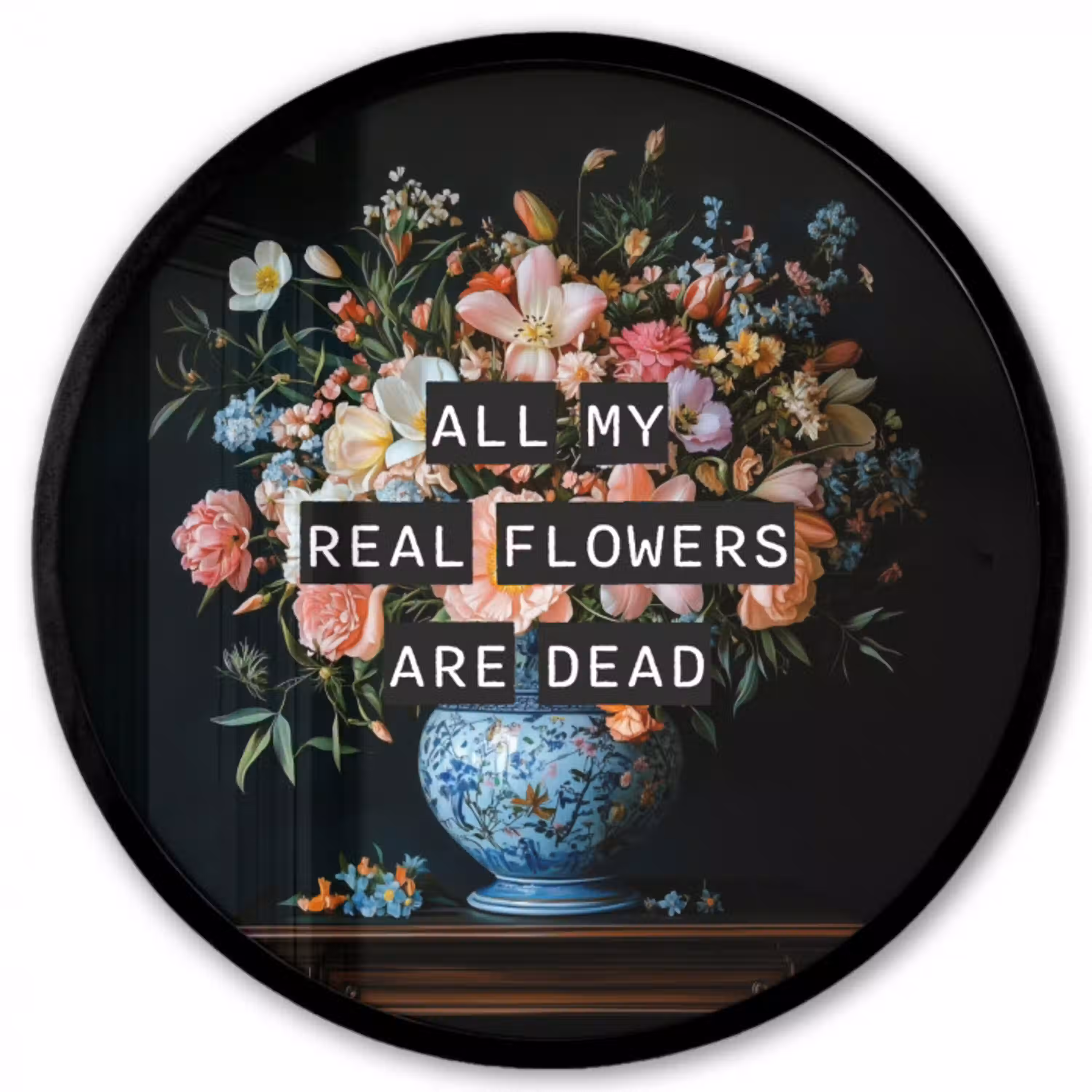 Bloemen - Art - Pastel - Quotes Fotolijst rond zonder passe partout klein -3d
