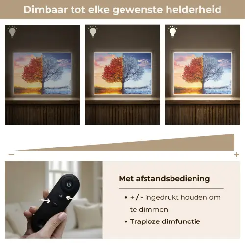 Seizoenen - Kunst - Boom - Herfst - Winter Light Box met batterij (Wandlamp) middel -USP_dimbaarNL