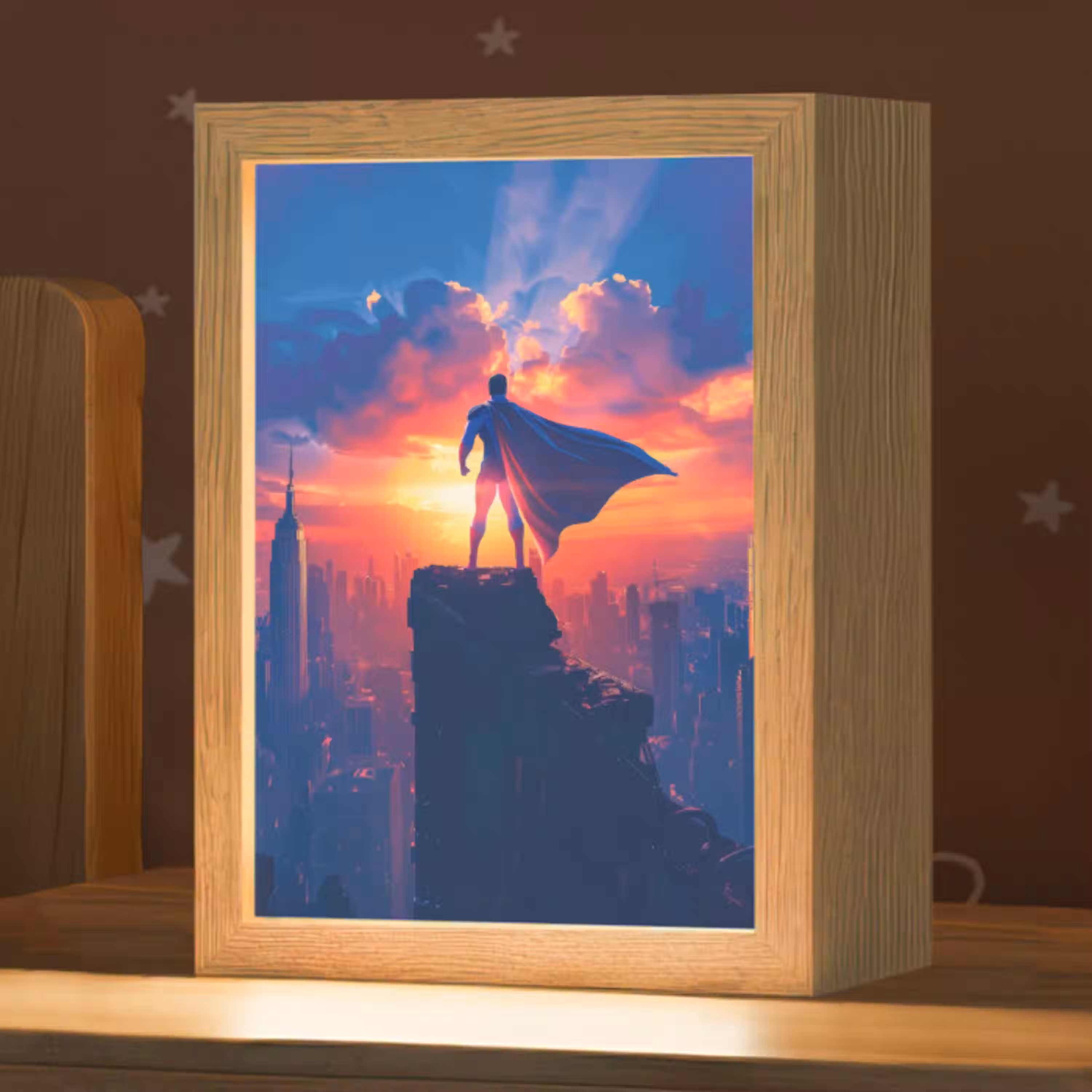 Superheld - Stad - Jongens - Kleurrijk - Zon Light Box met kabel klein -zzz_3d_website