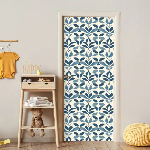 Flora - Modern - Blauw deurposter klein 289 -sfeer4