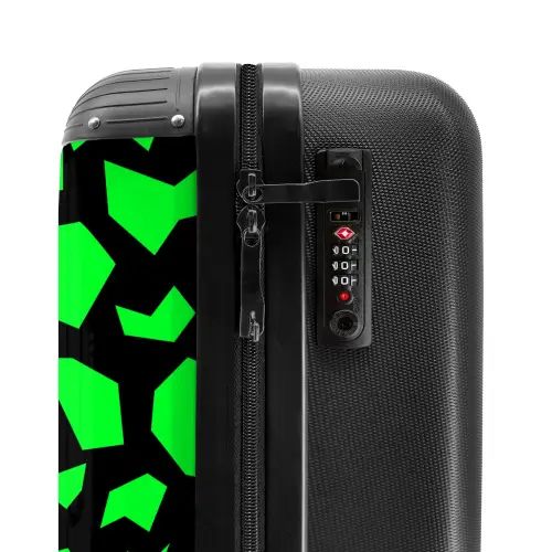 Groene fragmenten op zwart NBS - Handbagage koffer - Kinderen Unisex middel -slot