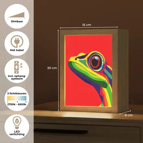 Kikker - Kleurrijk - Strepen - Ogen Light Box met kabel (Tafellamp) klein -USP_NL
