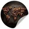 Wereldkaart - Gegrild vlees Wandcirkel behangsticker klein -3d
