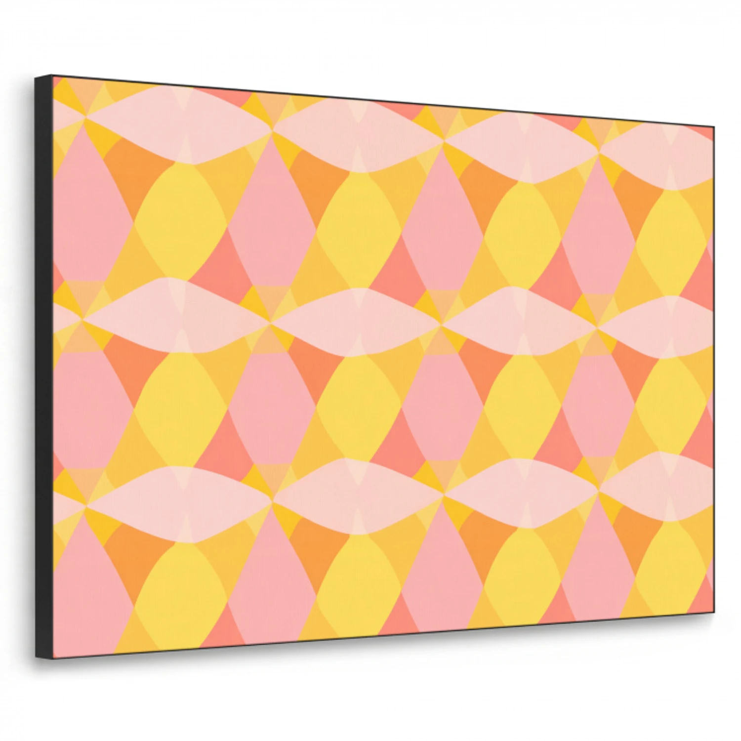 Kleurrijk - Ruitpatroon - Bladvormen Textielframe zwart klein 947 -3d
