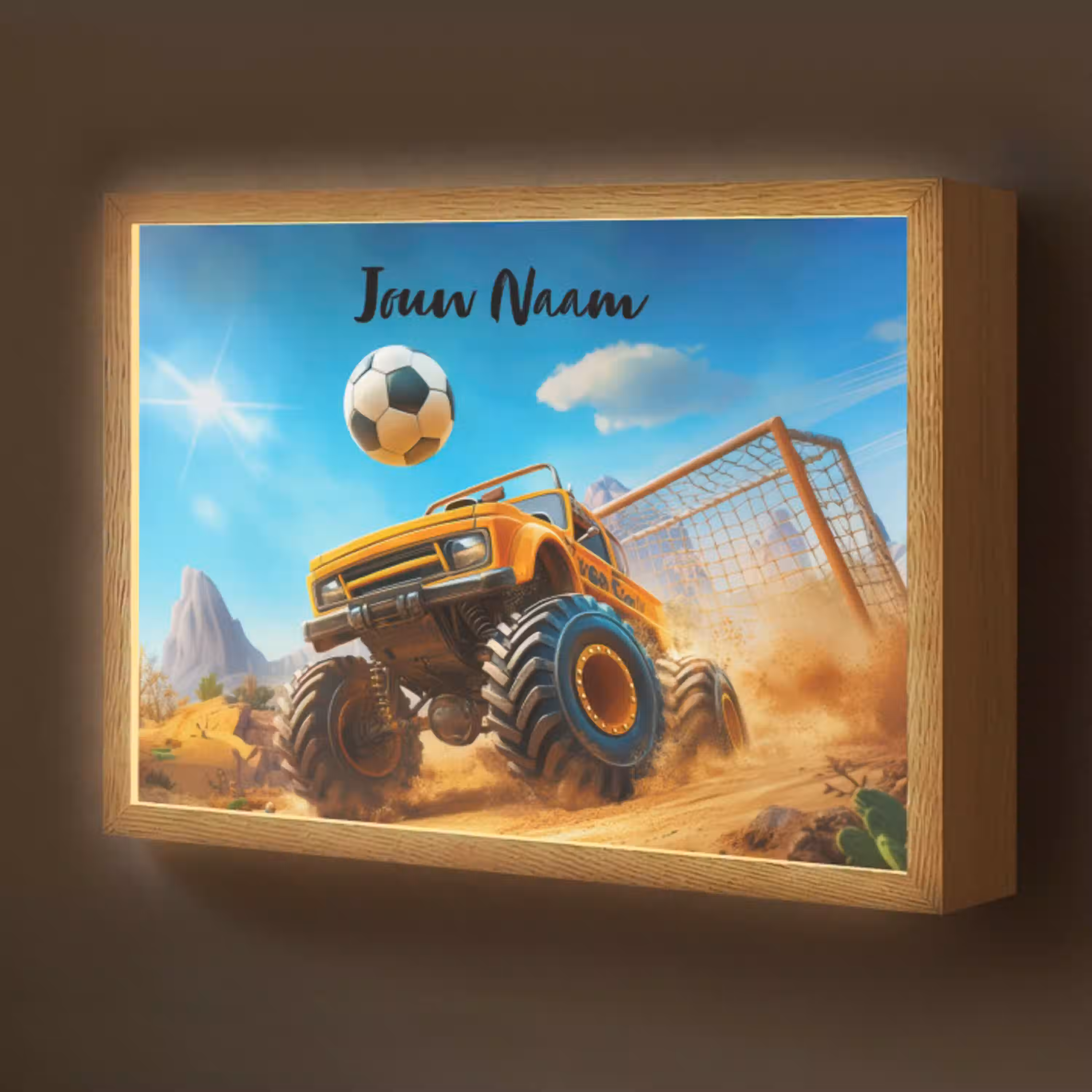 Monstertruck - Voetbal - Woestijn Light Box met batterij (Wandlamp kind) middel -z3d_website