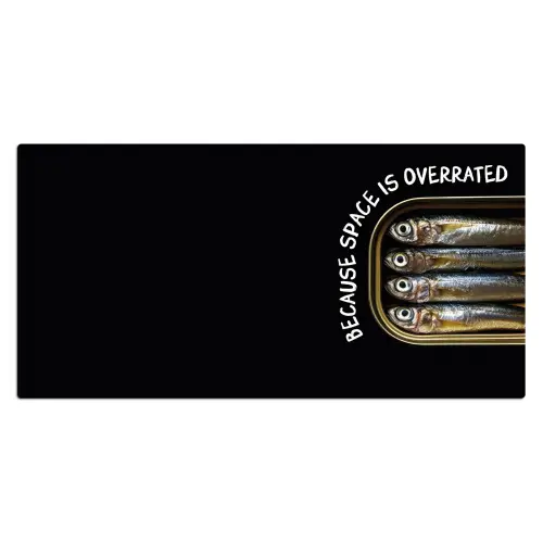 Sardines - Tekst - Vis - Blik Muismat XXL klein -3d_leeg