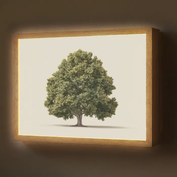 Eikenboom - Groen - Lichte achtergrond Light Box met batterij (Wandlamp) middel -z3d_website