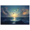Meeuwen - Zee - Wolken -Blauw poster papier klein -3d