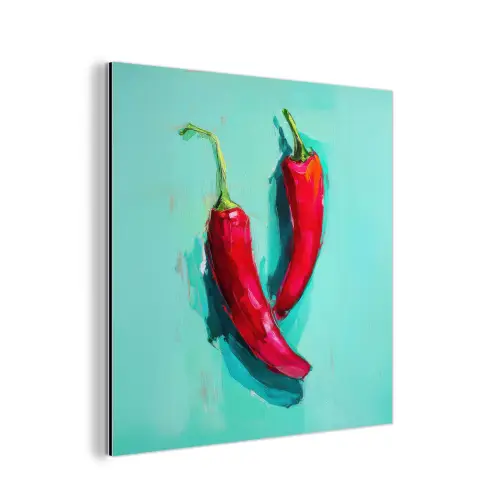 Chilipepers - Geverfd - Rood aluminium wit klein -3d