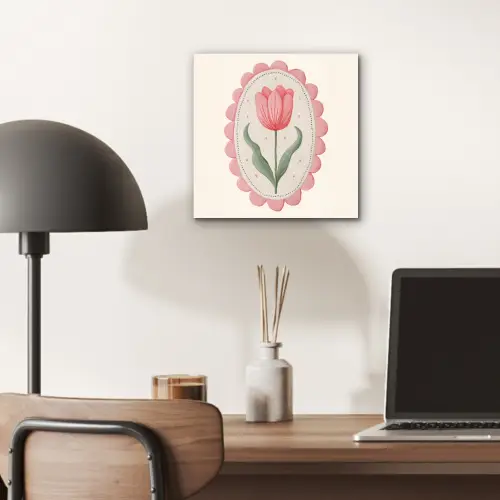 Tulp - Lijst - Ovaal - Illustratie aluminium wit klein -sfeer5