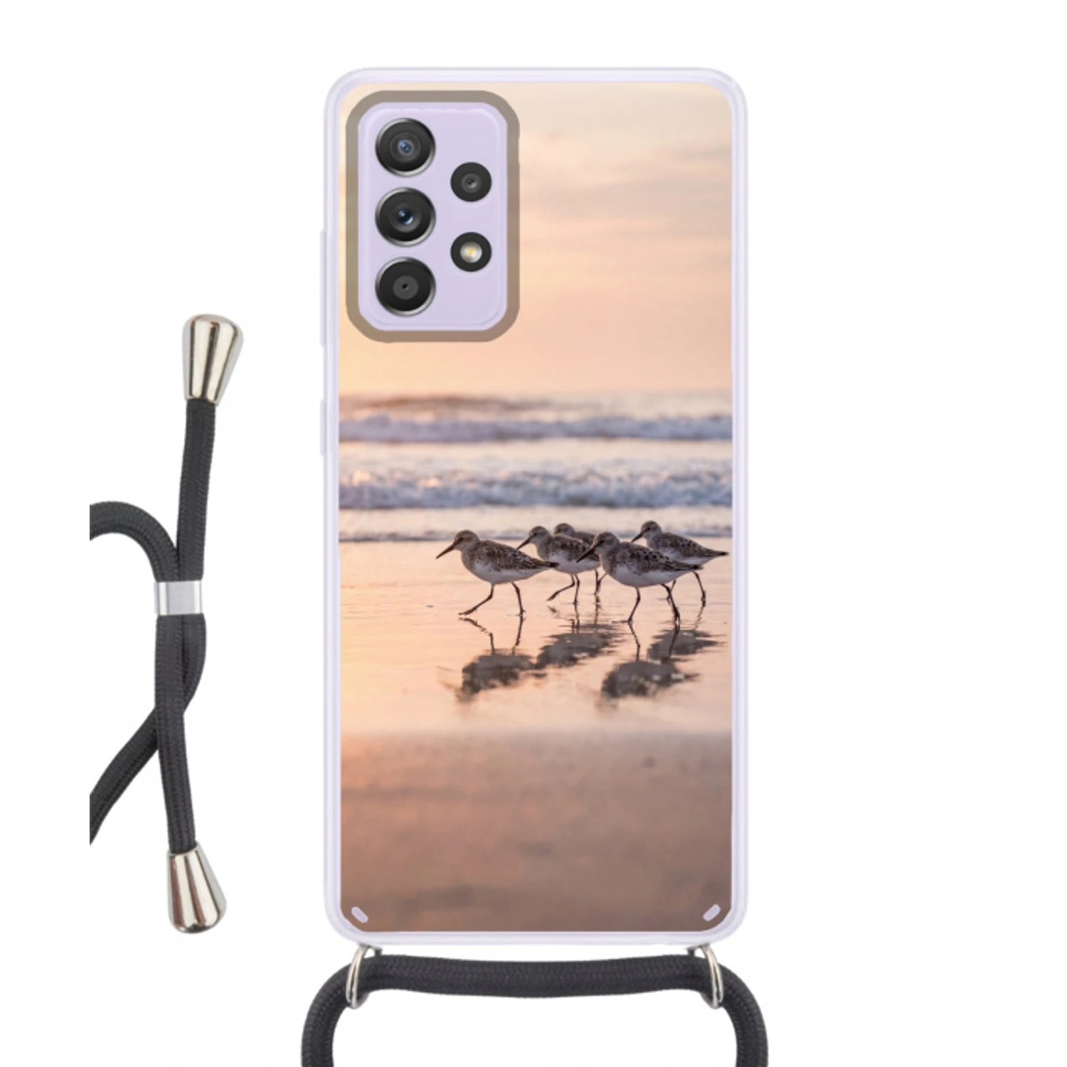Zee - Vogels - Strand Hoesje Samsung Galaxy A52 5G met koord klein -3d