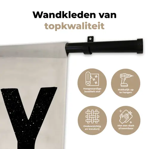 Kerst - Quote - Joy - Zwart - Feestdagen Wandkleed katoen klein -sfeer2