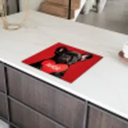 Amor - Hond  - Hartje - Rood Inductie beschermer vinyl 3mm middel -sfeer8