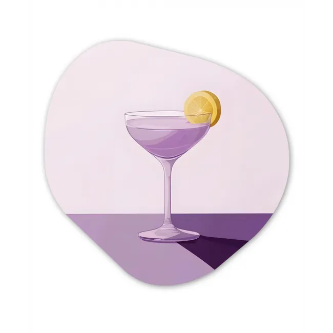 Cocktail - Paars - Minimalistisch - Citroen Wandcirkel Organisch Forex 3mm klein -3d