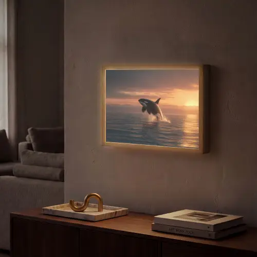 Orka - Zee - Zonsondergang Light Box met batterij (Wandlamp) middel -sfeer1