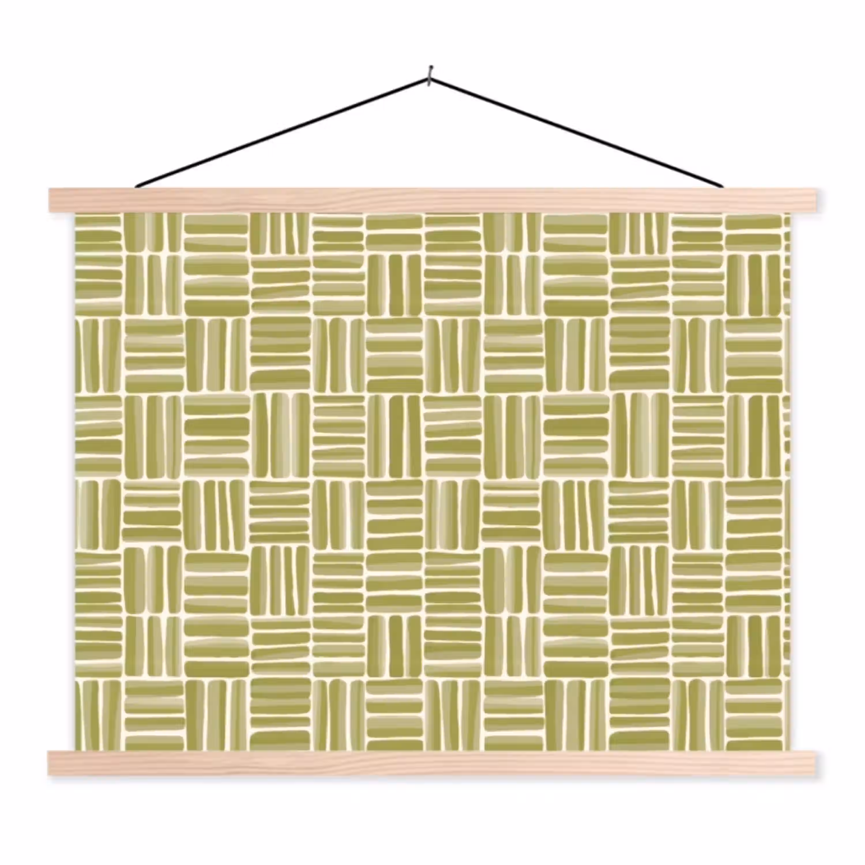 Vlecht - Patroon - Groen textielposter latten blank klein 122 -3d