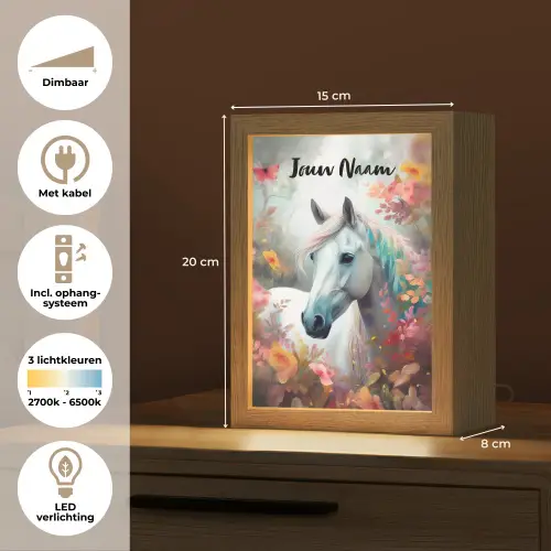 Paard - Natuur - Bloemen - Dieren - Bos Light Box met kabel (Kinderlampje) klein -USP_NL