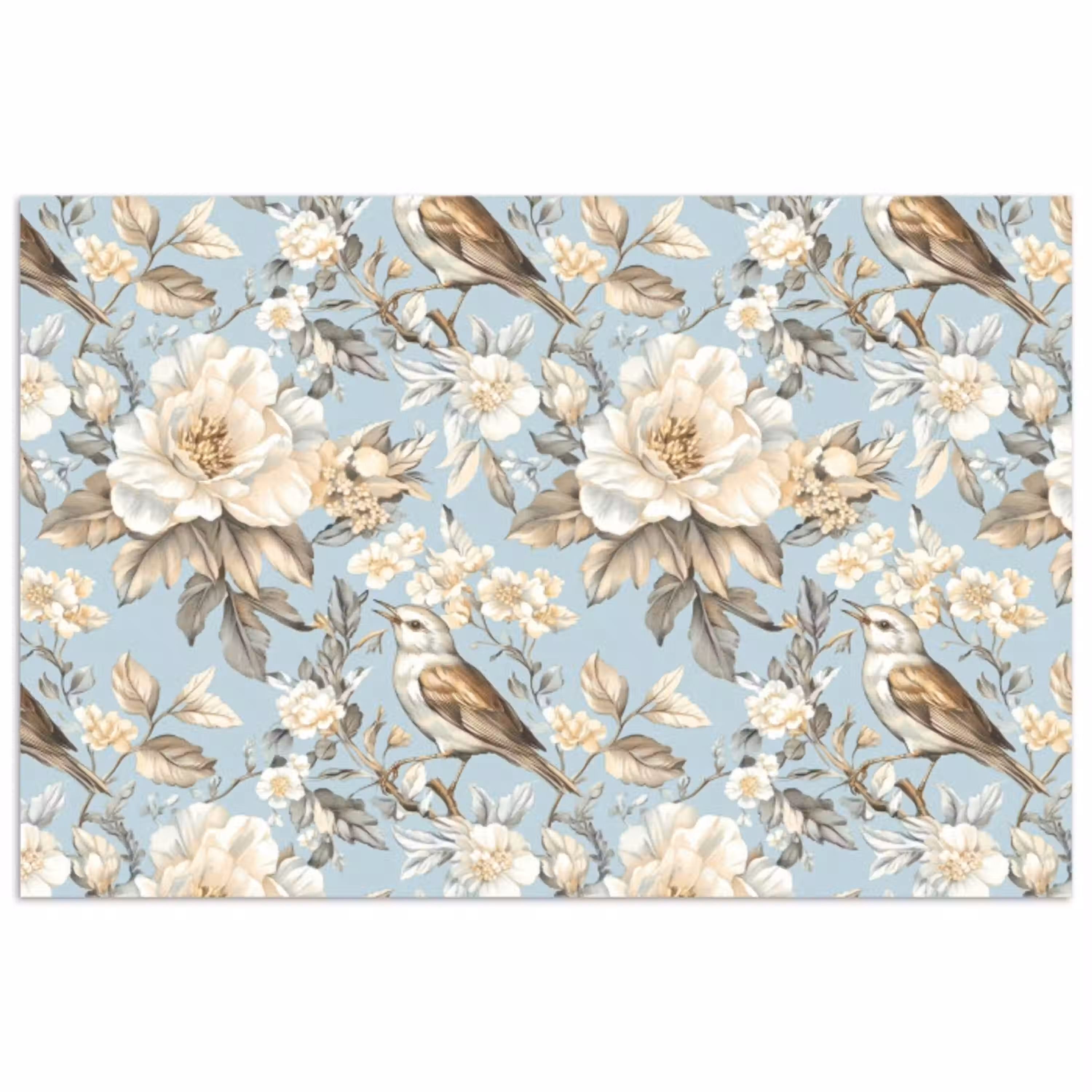 Botanisch - Zangvogel - Blauw poster papier klein 62 -3d