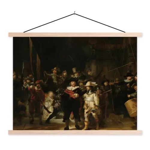 De nachtwacht - Kunst - Oude meesters - Rembrandt textielposter latten blank klein -3d
