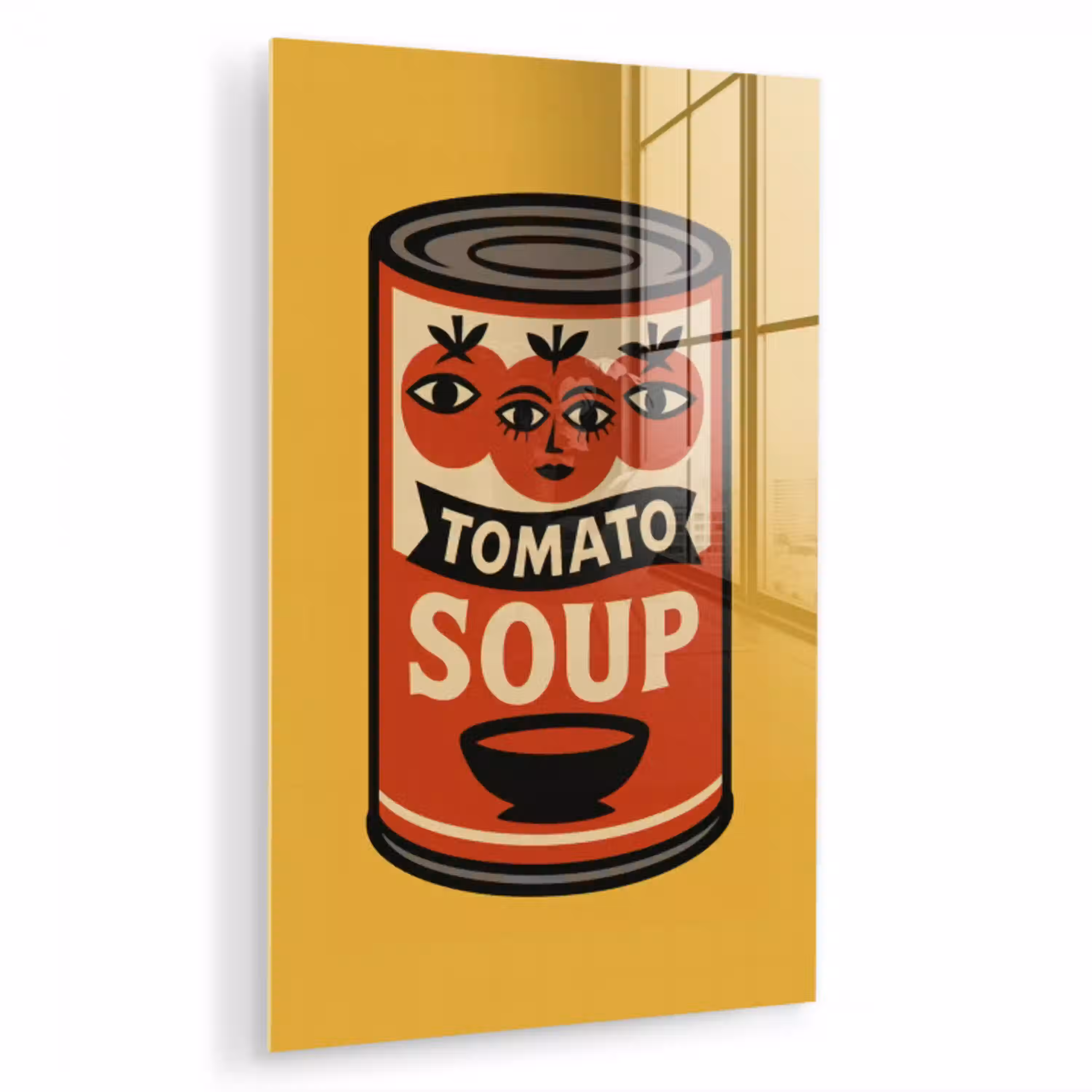 Tomatensoep - Gezichtje - Illustratie - Rood plexiglas 5mm klein -zzzproduct_nieuw