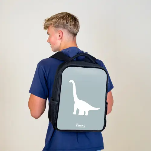 Blauw met Brachiosaurus dino Rugzak - Zwart middel -sfeer8