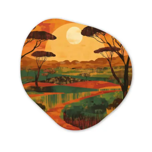 Landschap - Afrikaans - Zon Wandcirkel Organisch Forex 3mm klein -3d