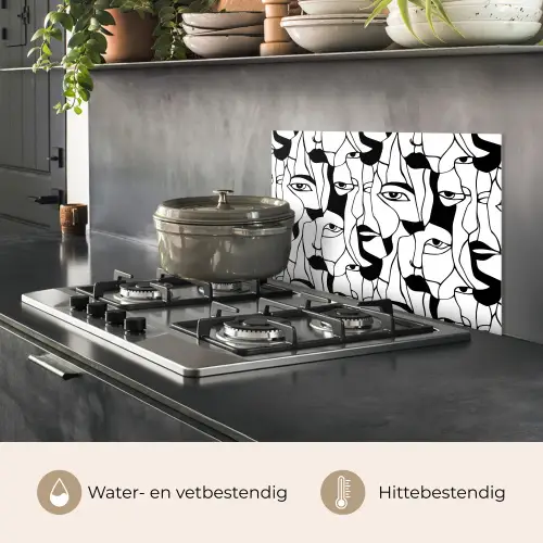 Lijnen - Gezichten - Zwart - Wit keuken achterwand spatscherm klein 900 -usp_NL
