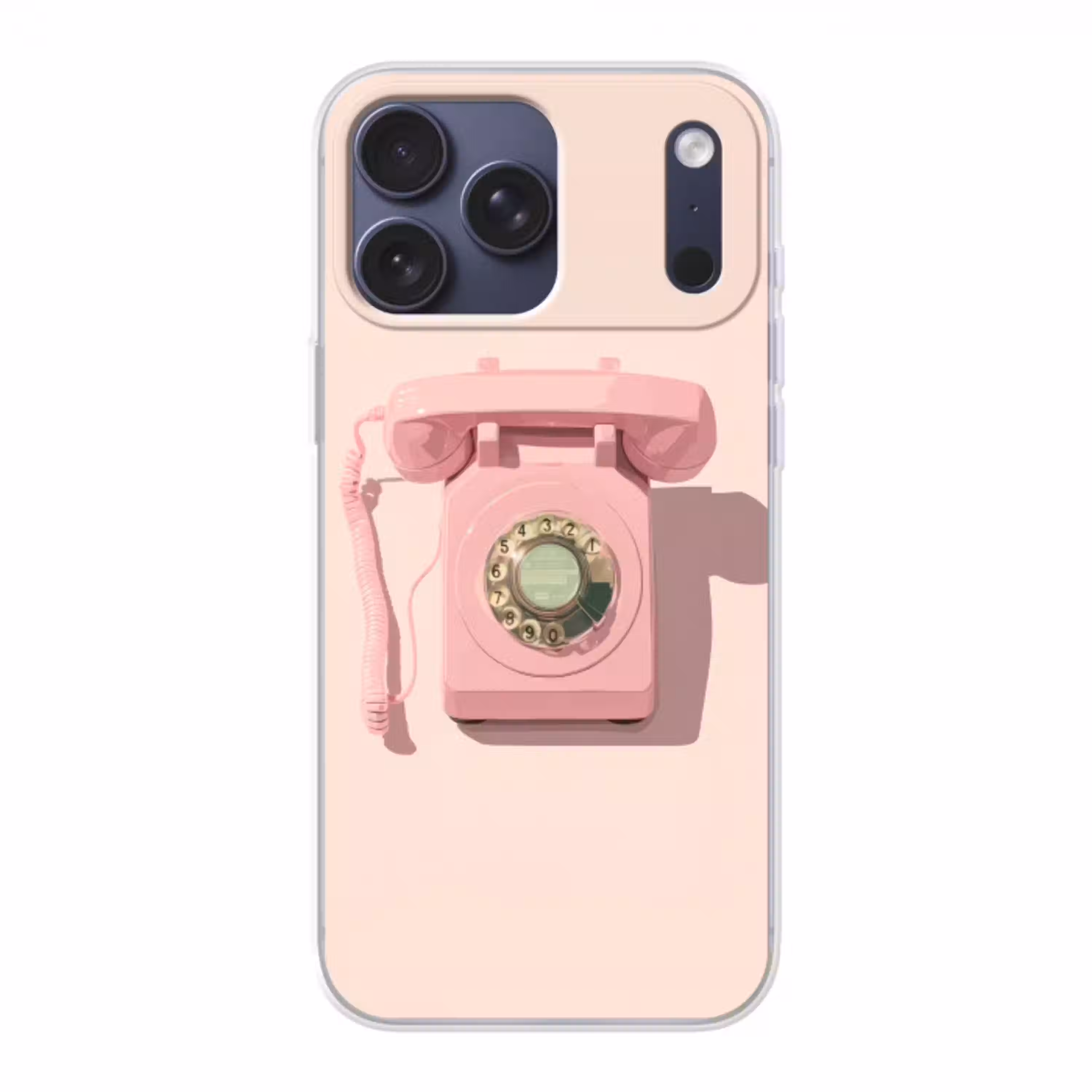 Draaischijftelefoon - Retro - Roze Telefoonhoesje iPhone 17 Pro Max klein -3d