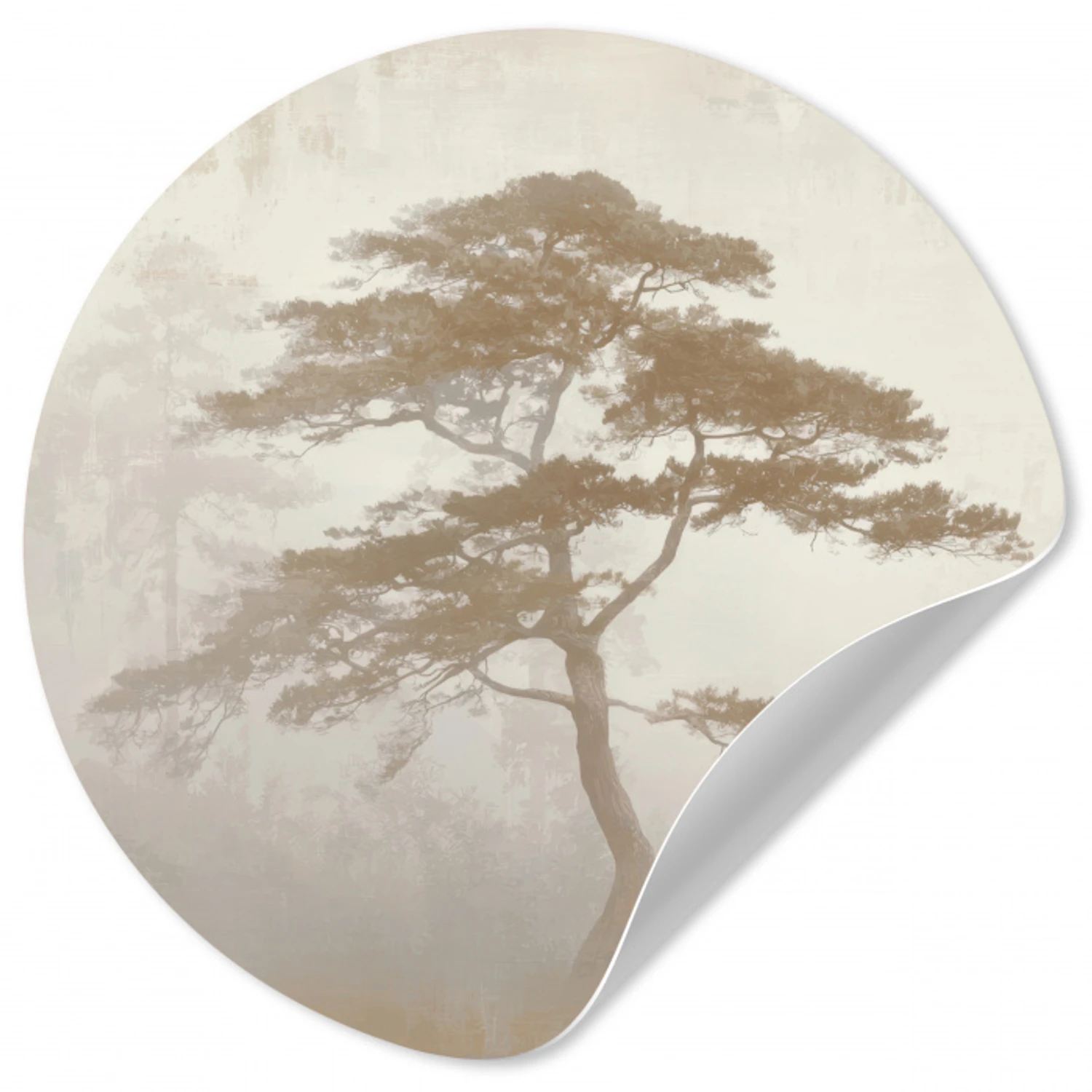 Boom - Oosterse stijl - Landschap Wandcirkel behangsticker klein -3d