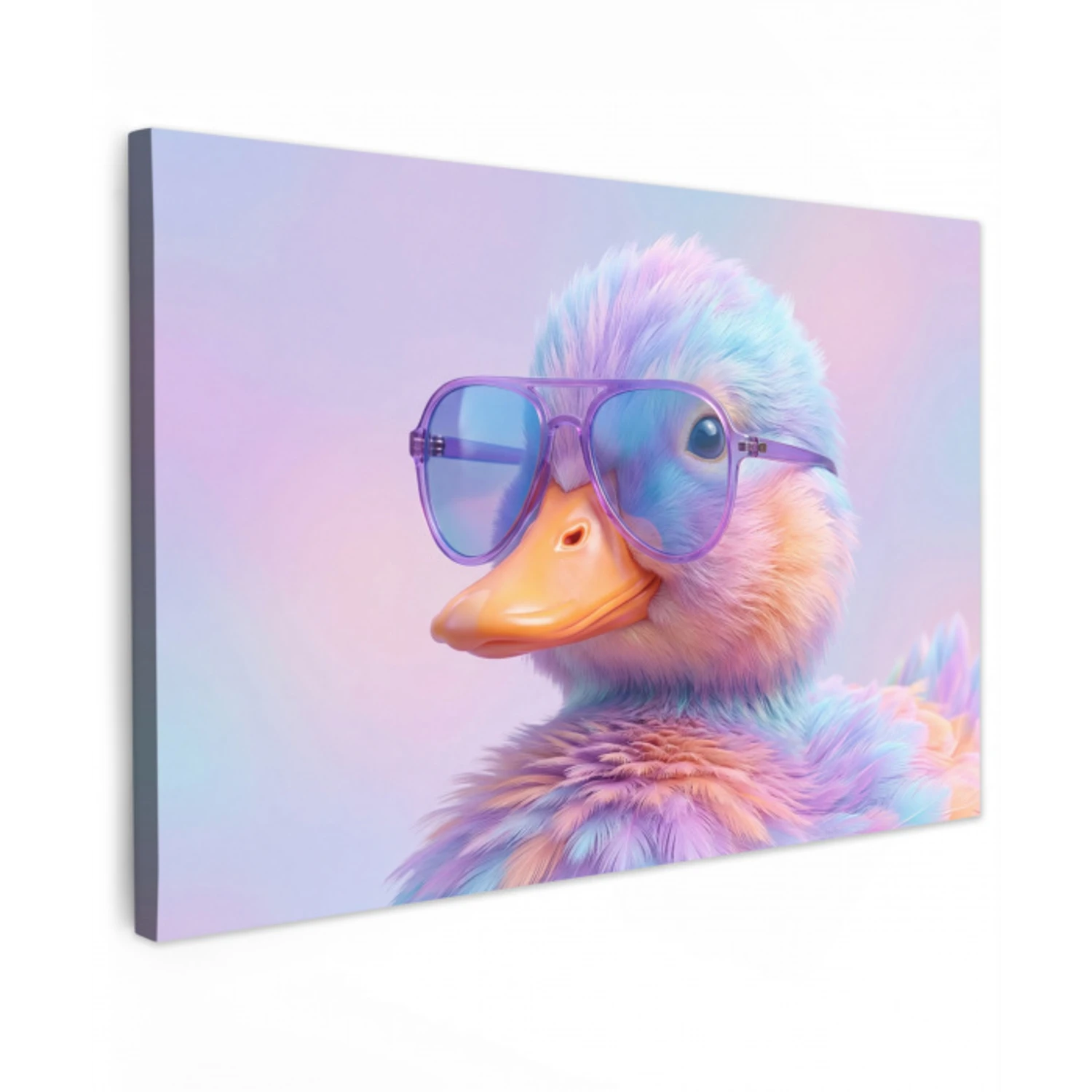Eend - bril - Pastel Tuinposter op houten frame 2 cm dik klein -3d