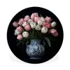 Bloemen - Roze - Tulpen - Vaas Wandcirkel aluminium klein -3d