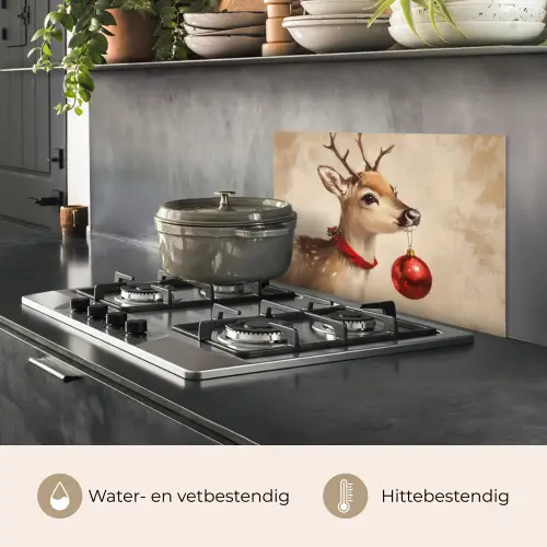 Kerst - Hert - Gewei - Kerstbal - Rendier keuken achterwand spatscherm klein -usp_NL