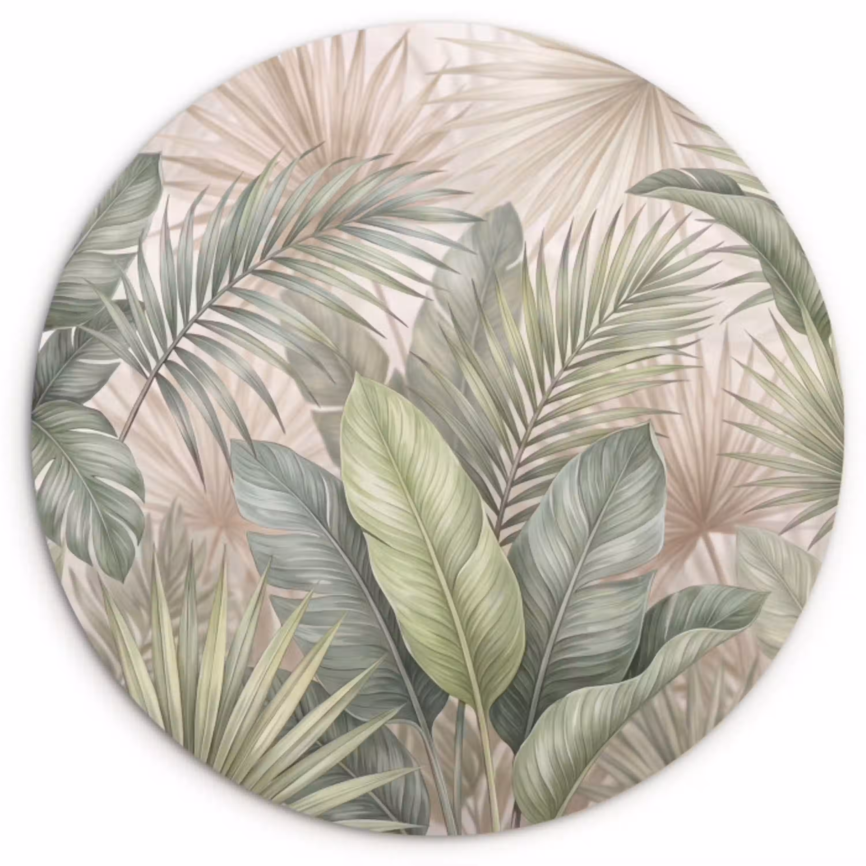 Planten - Tropisch - Bladeren - Groen - Natuur Wandcirkel kunststof plaat 5mm dik klein -3d