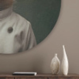 Dier - Kok - Stokstaartje Akoestische PET Vilt - Rond klein -sfeer5_closeup
